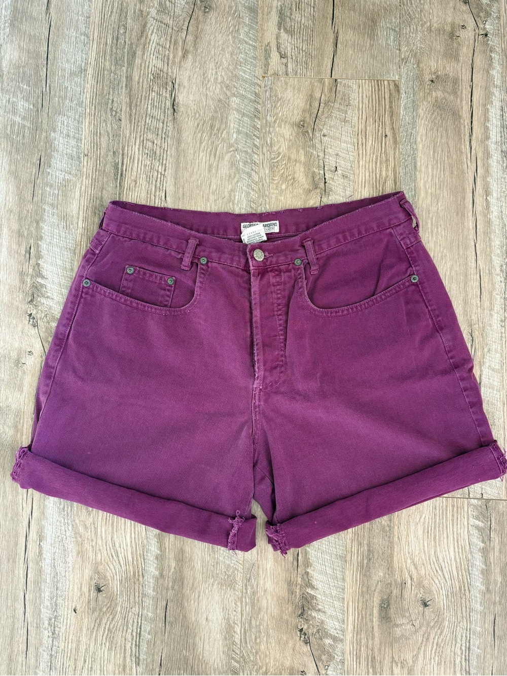 Vintage Guess Women's High-Rise Shorts in Bright Purple